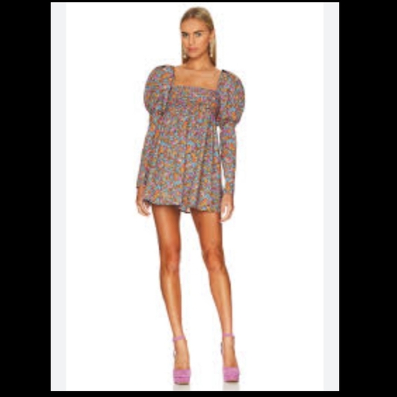 🍋  For Love & Lemons Brittany Mini Dress Floral Print Mini NWT - Picture 6 of 12